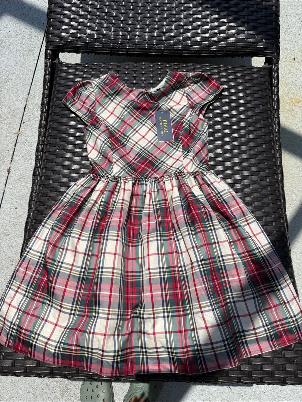 Polo by Ralph Lauren Red, White & Green Plaid Girls Dress